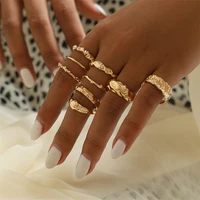 hi man 9pcsset bohemian exquisite vintage irregular bump wave ring set women fashion trend couple anniversary jewelry