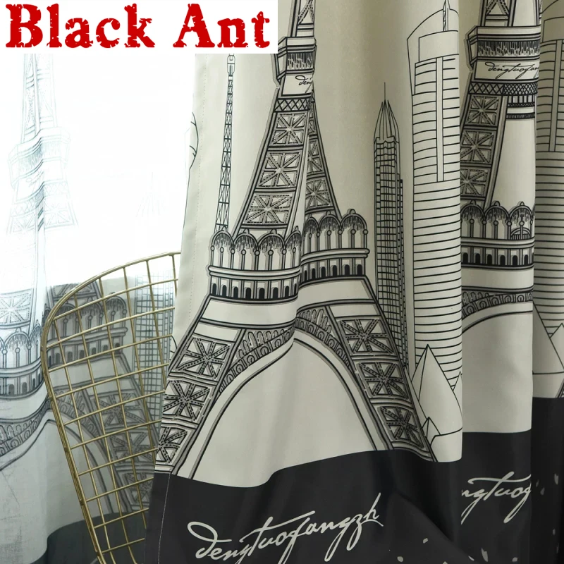 

Paris Tower Curtains For Boy Kid Bedroom Cartoon Modern Blackout Window Drapes Living room Sheer Voile Customize Rideau WP288#3