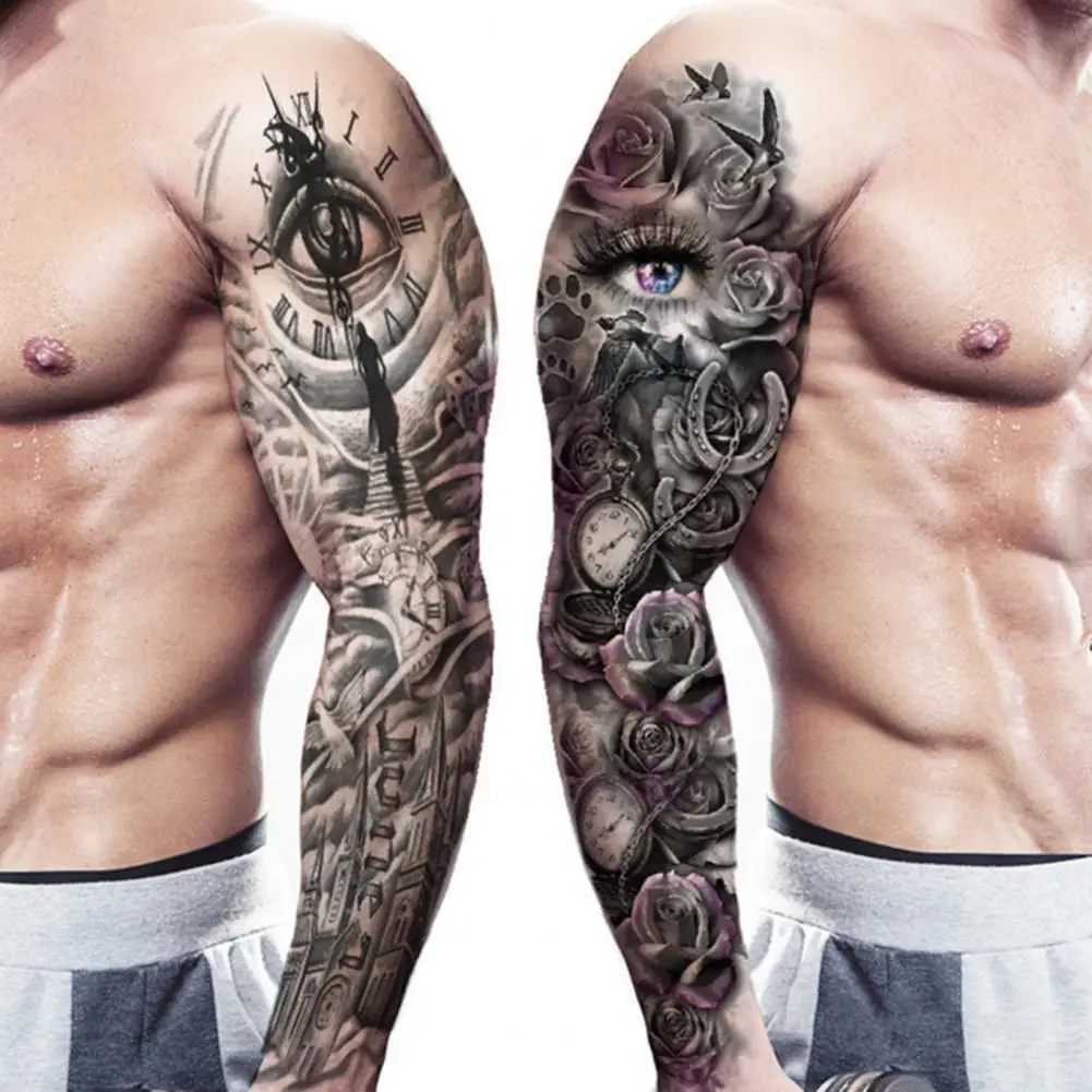

New Waterproof Temporary Tattoo Sticker Totem Geometric Full Arm Large Size Sleeve Tatoo Fake tatto flash tattoos for men women