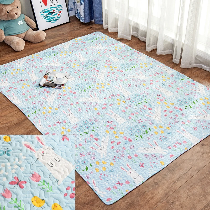 Cotton household fabric blanket living room summer climbing mat bedroom tatami bedside children's cotton machine washable | Игрушки и