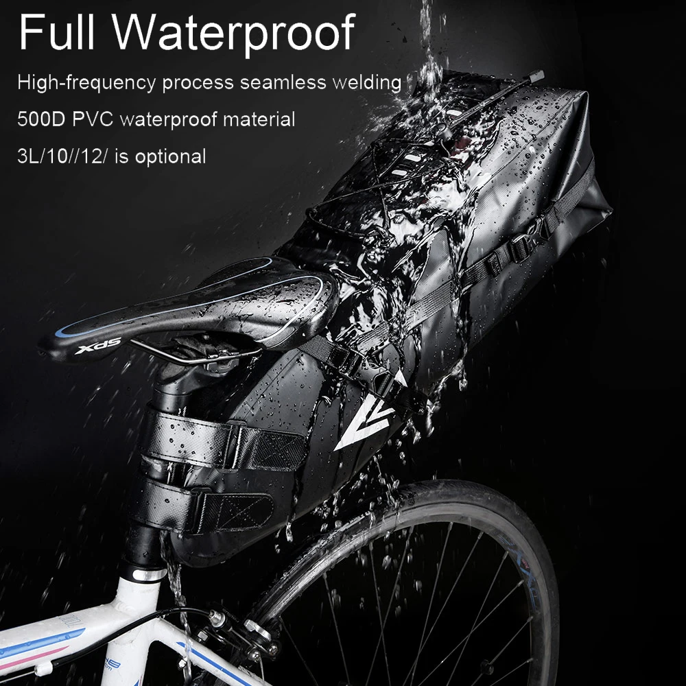 NEWBOLER Bike Waterproof Bicycle Saddle Bag Reflective Large Capacity Foldable Tail Rear Cycling MTB Trunk Pannier Black | Спорт и