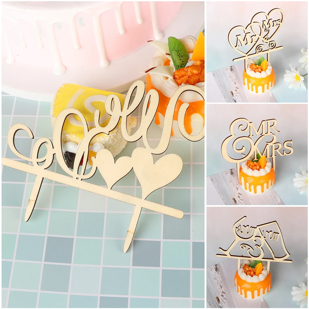 "Mr and Mrs" Vintage Rustic Wedding Cake Topper Laser Cut Wood Letters DIY Wedding Cake Decor Favors Supplies Engagement Gifts