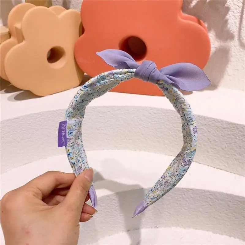 Diademas con estampado Floral para ni&ntilde;a, accesorios para el cabello para ni&ntilde;a, herramientas de estilismo para el cabello, Diadema con lazo, tocado diario para ni&ntilde;a-4
