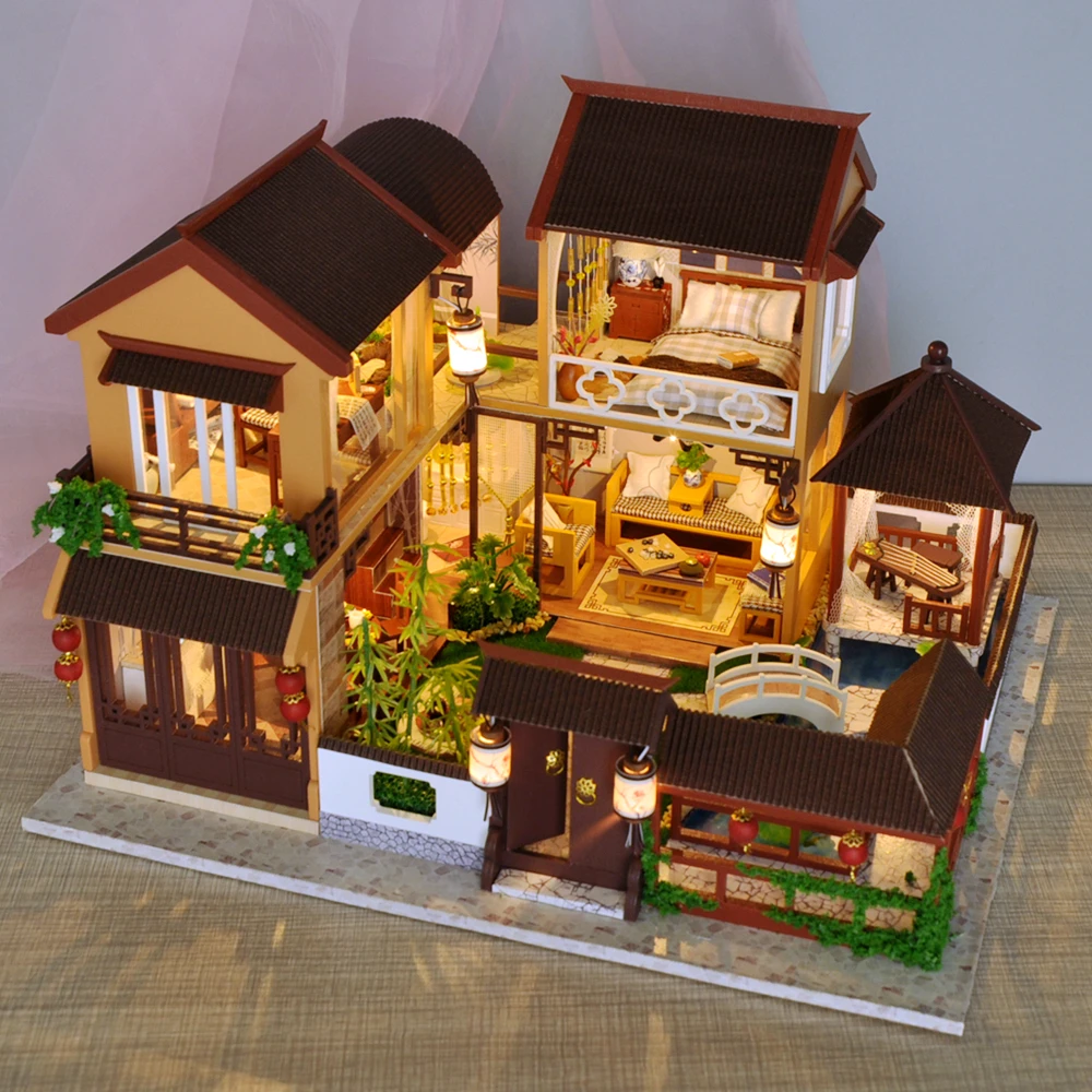 Детские игрушки Diy кукольный домик собирать деревянные миниатюры кукольный дом мебель миниатюрный кукольный домик Головоломка Развивающие игрушки для детей