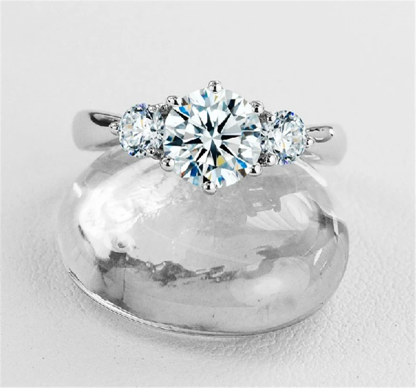 Кольцо из муассанита 2 карата с тремя камнями|Кольца| |