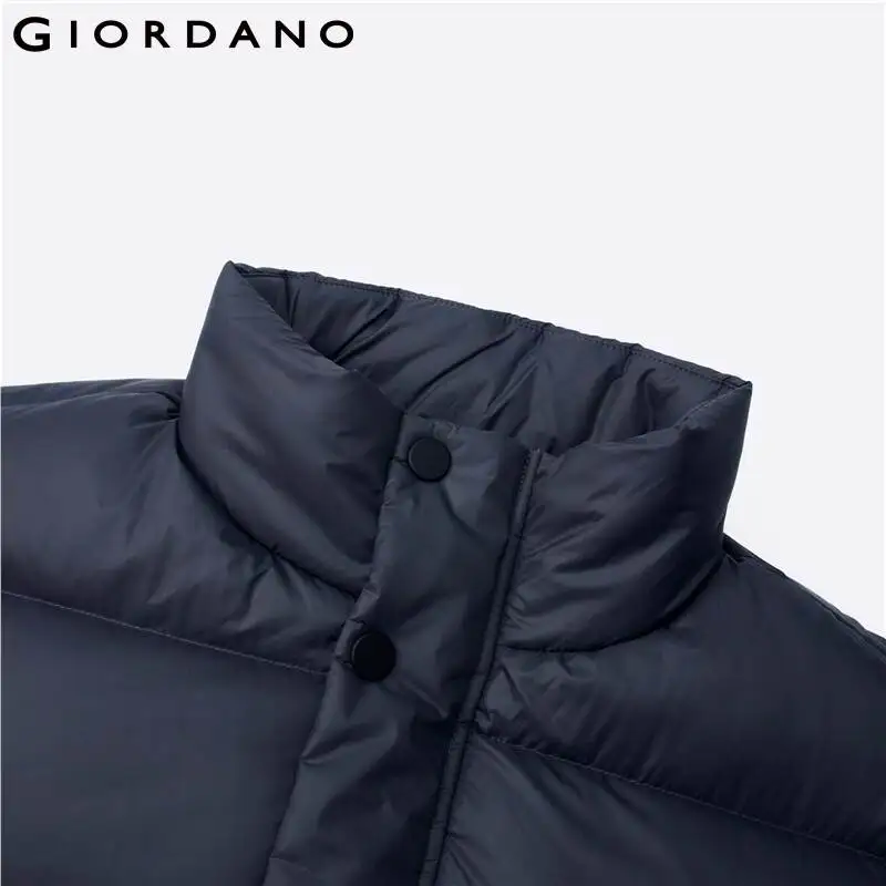 Giordano Men Jackets Stand Collar 90% White Duck Down Jacket Machine Washable Flap Pocket Waterpfoof Down Coats 01071696
