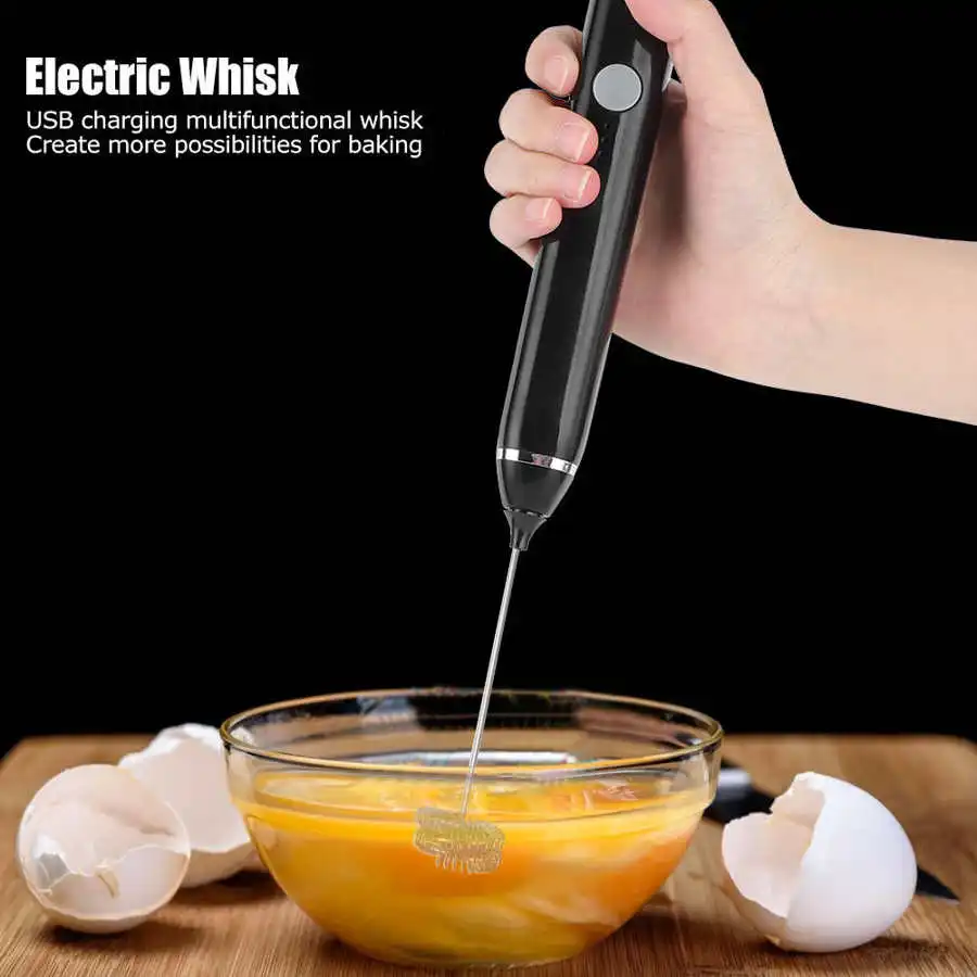 

Electric Whisk Milk Frother USB Rechargeable Egg Beater 3 Speeds Handheld Egg Stiring Blender Practical Kitchen Cooking Tool