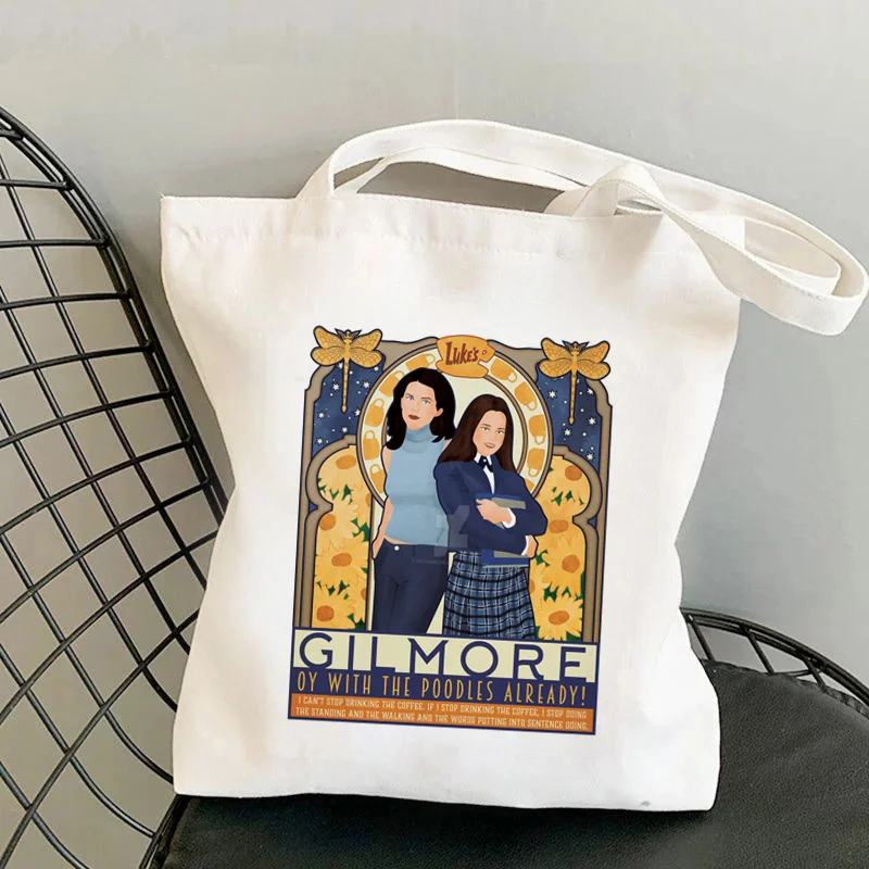

2021 Shopper Tow Women Gilmore Girls Printed Tote Bag women Harajuku shopper handbag Shoulder shopping bag Lady Canvas Bag
