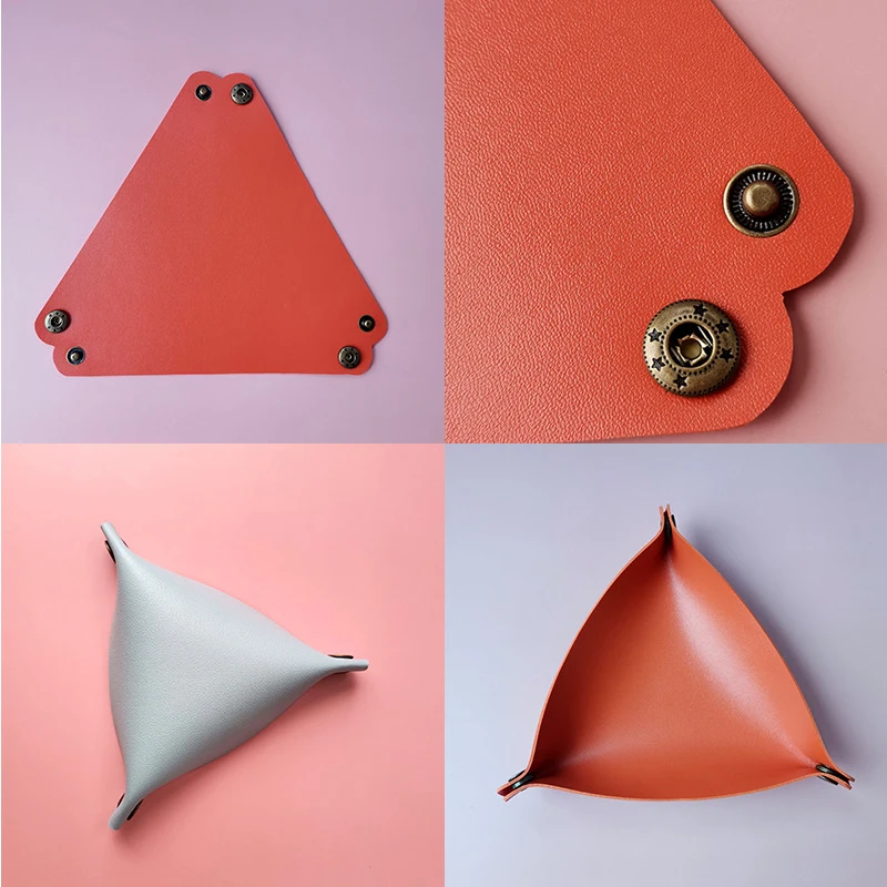 1PC Creative Storage Trays Foldable PU Leather Home Decorative For Porch Key Wallet Cosmetic Desktop Box Triangle | Дом и сад