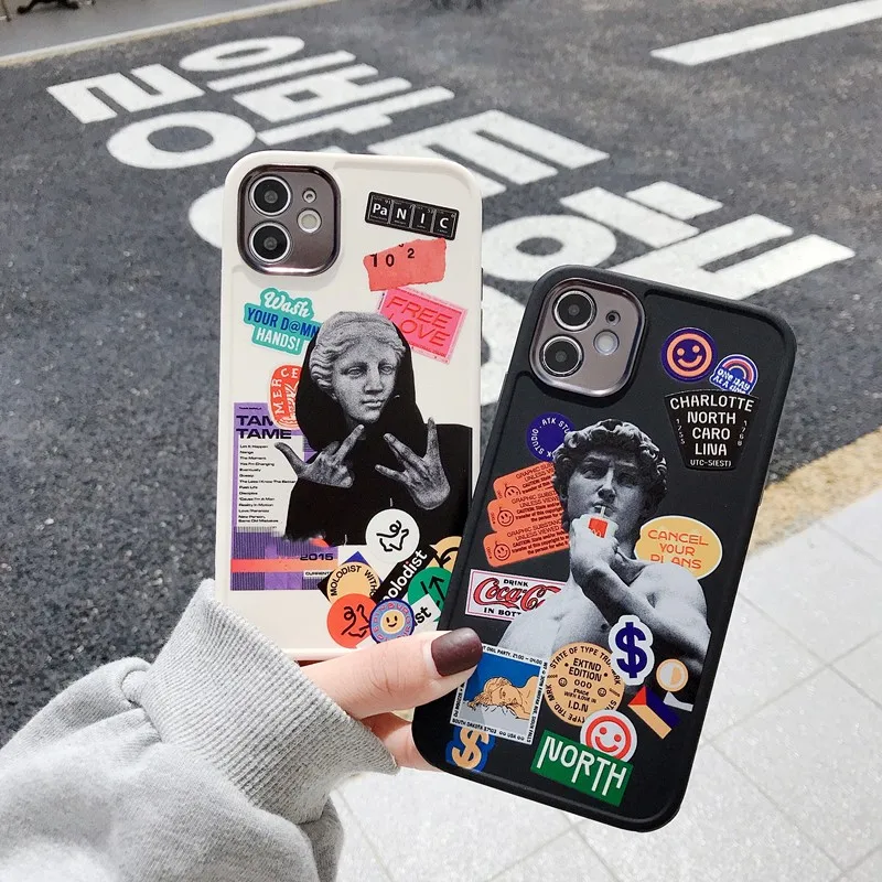 Luxury Soft Case For Iphone 14 13 11 12 Pro Max Mini 7 8 Plus Xr X Xs Se Silicone Phone Cover Relief Statue David Fundas Capa