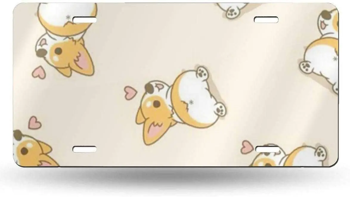 

yunsu Corgi Butt Heart Corgi License Plate,car Decor Personalise Tag,Novelty Car Front License Plate Metal Aluminum Car Plate