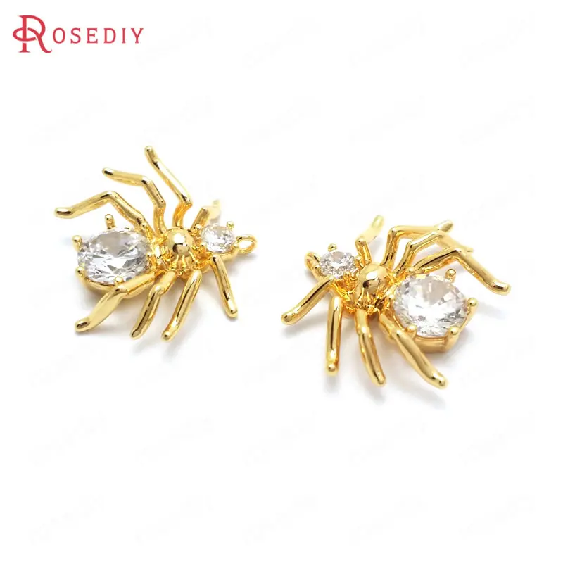 Подвеска в виде паука из латуни и циркония 6 шт.|Подвески| |