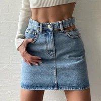 women jeans skirt denim bodycon side slit cut out runway straight skirts ulzzang high waist summer clothes stylish harajuku 2020