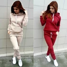 Женский осенний костюм, однотонный флисовый костюм с капюшоном с длинными рукавами и штанами с эластичной талией, спортивный костюм, 5 цветов, размера плюс, S-5XL