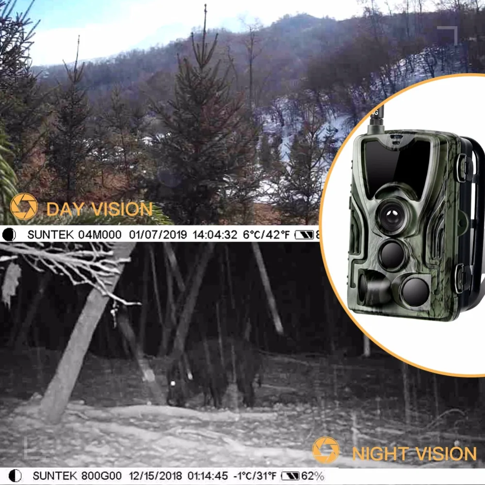 PROKER 4G MMS/SMS/SMTP/FTP Hunting trail camera 16MP 64GB night camera 0.3s Trigger wild camera photo traps for animal HC801LTE