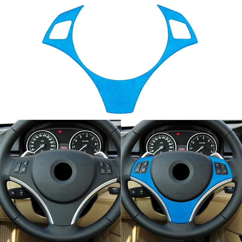 Pаспродажа Замшевые автомобильные аксессуары, украшение для салона руля, Обложка, отделка, наклейки для BMW 1 серии 2007-11 3 серии 2005-12, Стайлинг