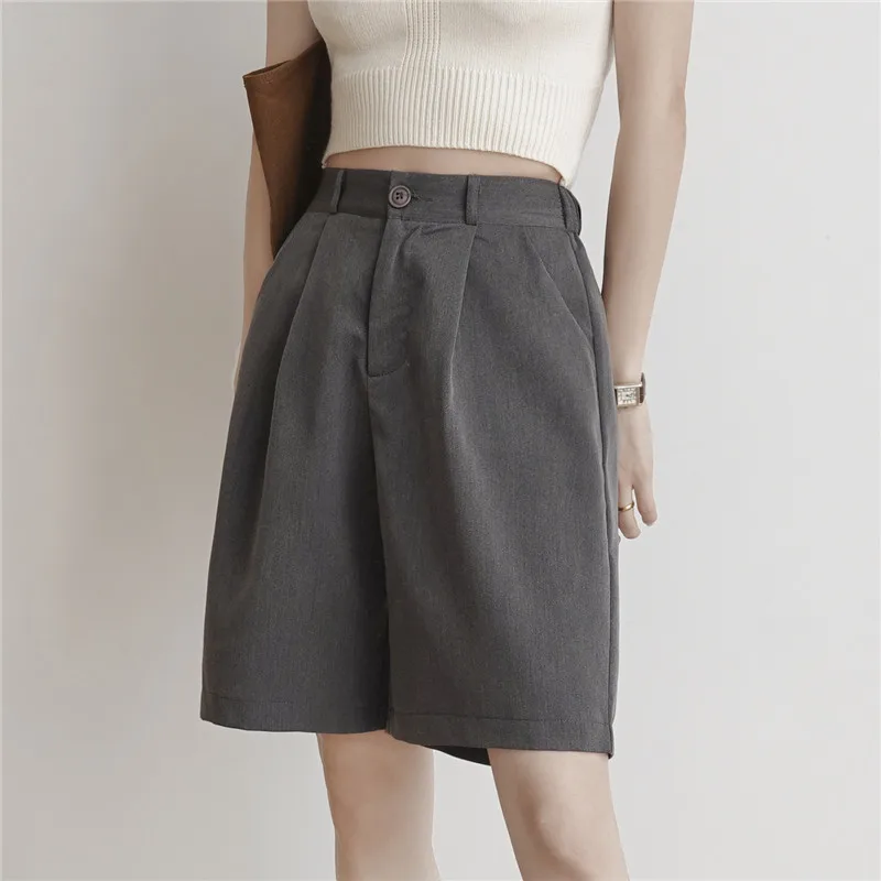 

Shorts women's loose slimming shorts high waist black casual wide leg suit five-point pants Fashion Woman Streetwear Short Pants