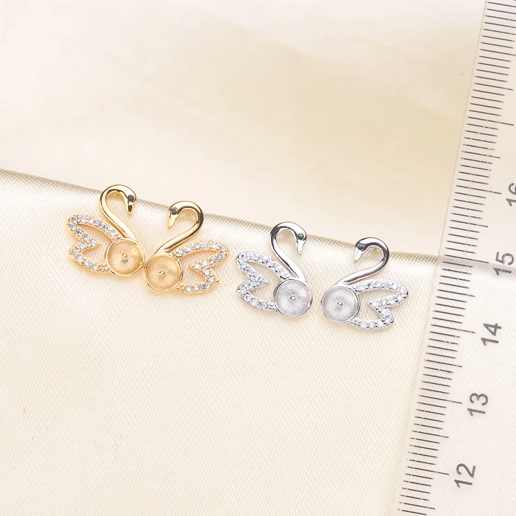 

Trendy Pearl Earrings Accessories 925 Silver Plating Earrings Findings Dangle Earring Jewelry Parts Fittings Mountings DIY Gift