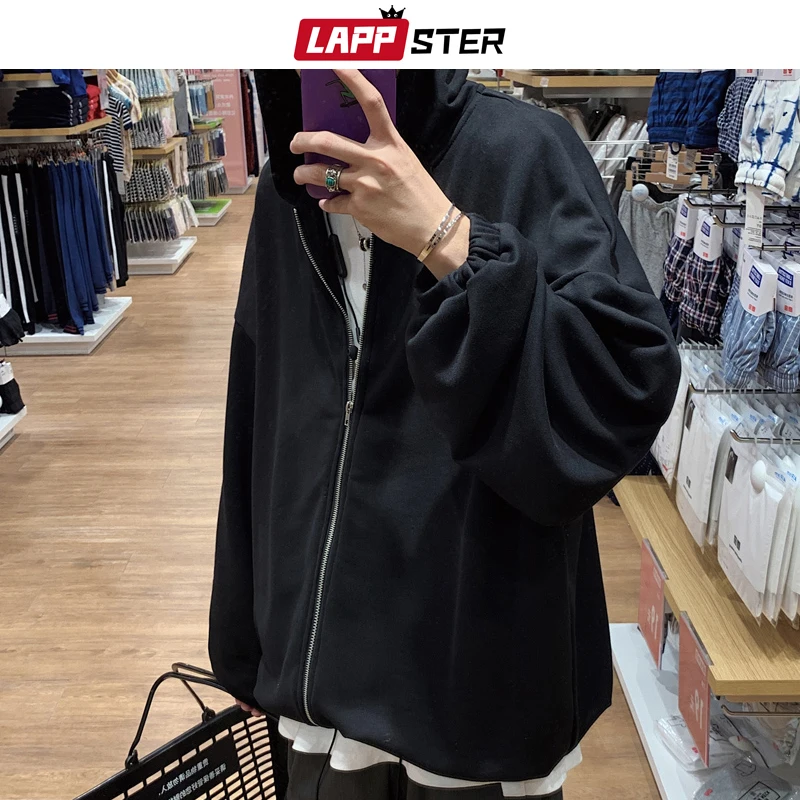 Бомбер LAPPSTER мужской оверсайз в стиле Харадзюку однотонная куртка уличная одежда