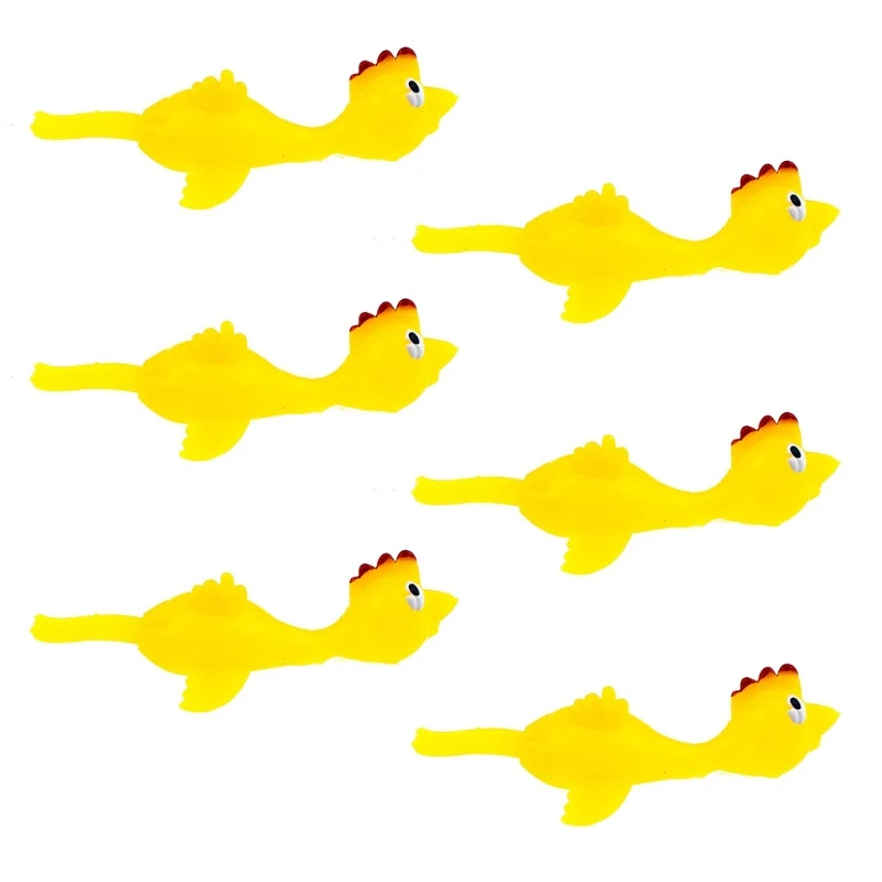 

6Pcs Slingshot Chicken Rubber Chicken Flying Chicken Flingers Stretchy Funny Chicks Party Game Activity Toy for Children