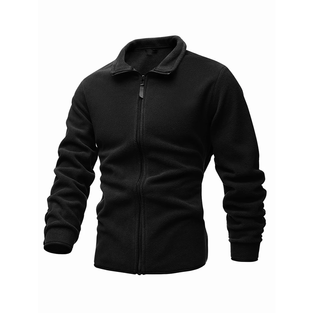 

New warm men's fall/winter fashion dual sight jacket, casual polar-lined tactical sweater, zip back collar jacket