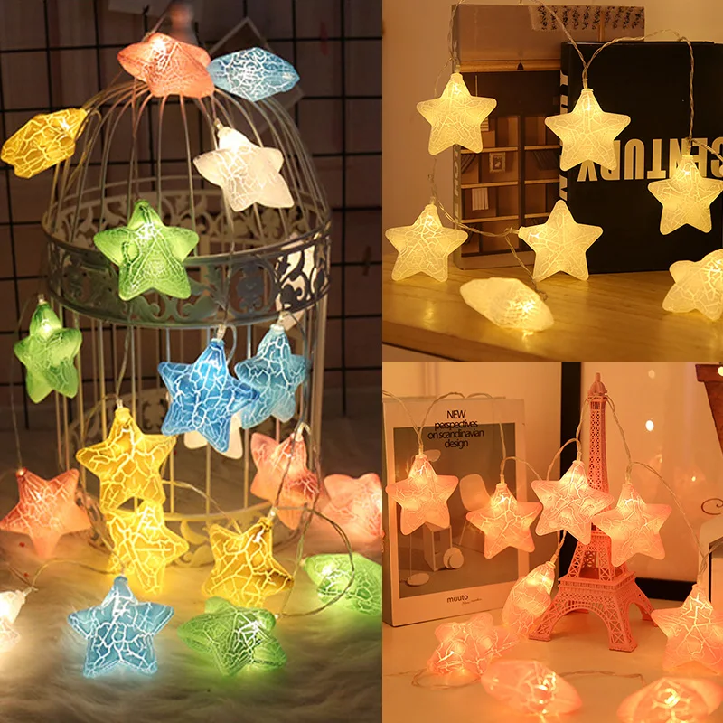 

LED Multicolor Star String Lights Christmas Decoration Garland Light Home Baby Kids Bedroom Wedding New Year Party Decor