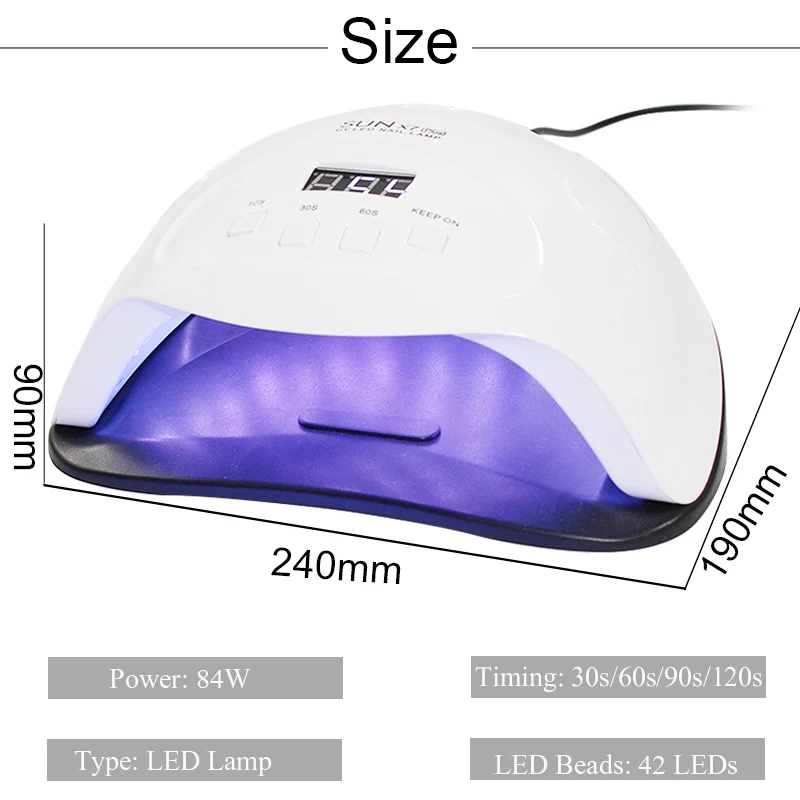 Светодиодный УФ светильник для сушки ногтей солнечный лампа маникюра 84/54 Вт/24 Вт