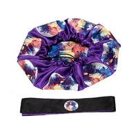 Customize Color Selection Adjustable Reversible Satin Bonnet/Headband Hair Extensions Bundle Wigs Sleep Protect Bonnet
