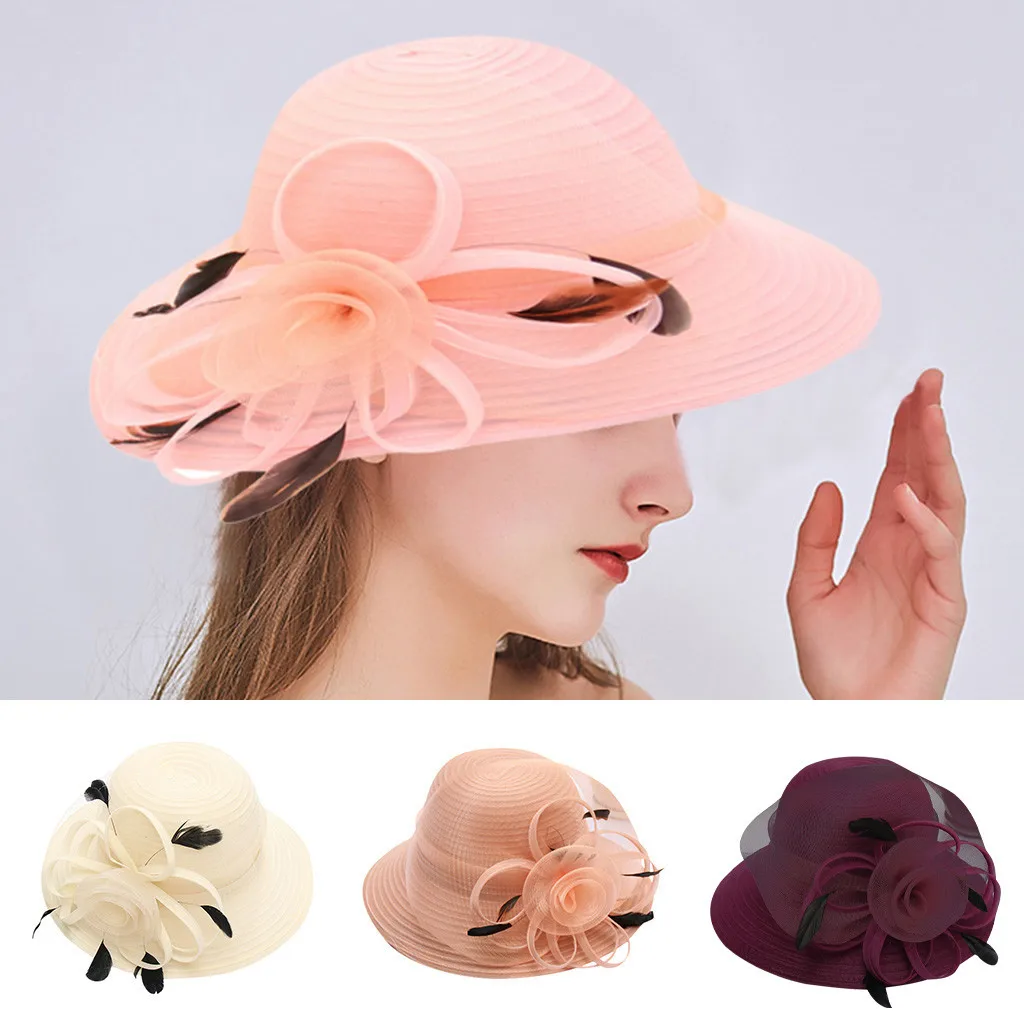 Женские шляпы 40 # Модные Повседневные Головные уборы для церкви и торжевечерние