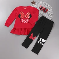 2021 new girls clothing mickey minne clothes donald duck toppants skirt 2 pcs kids clothes casual suit children costume