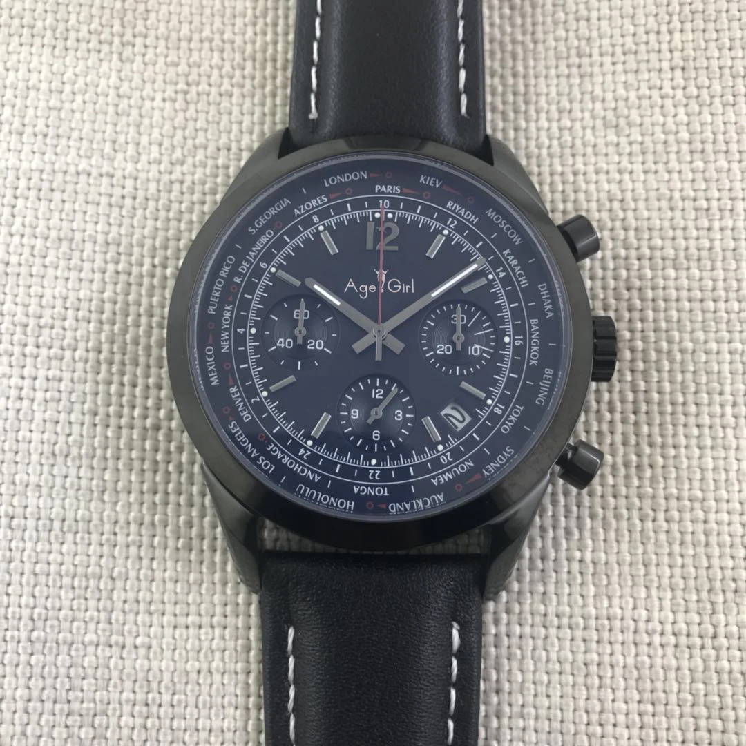 

Classic New Quartz Chronograph Men Stopwatch Sapphire Crystal Japanese Full Black Leather Rubber Sport Watches Limited AAA+