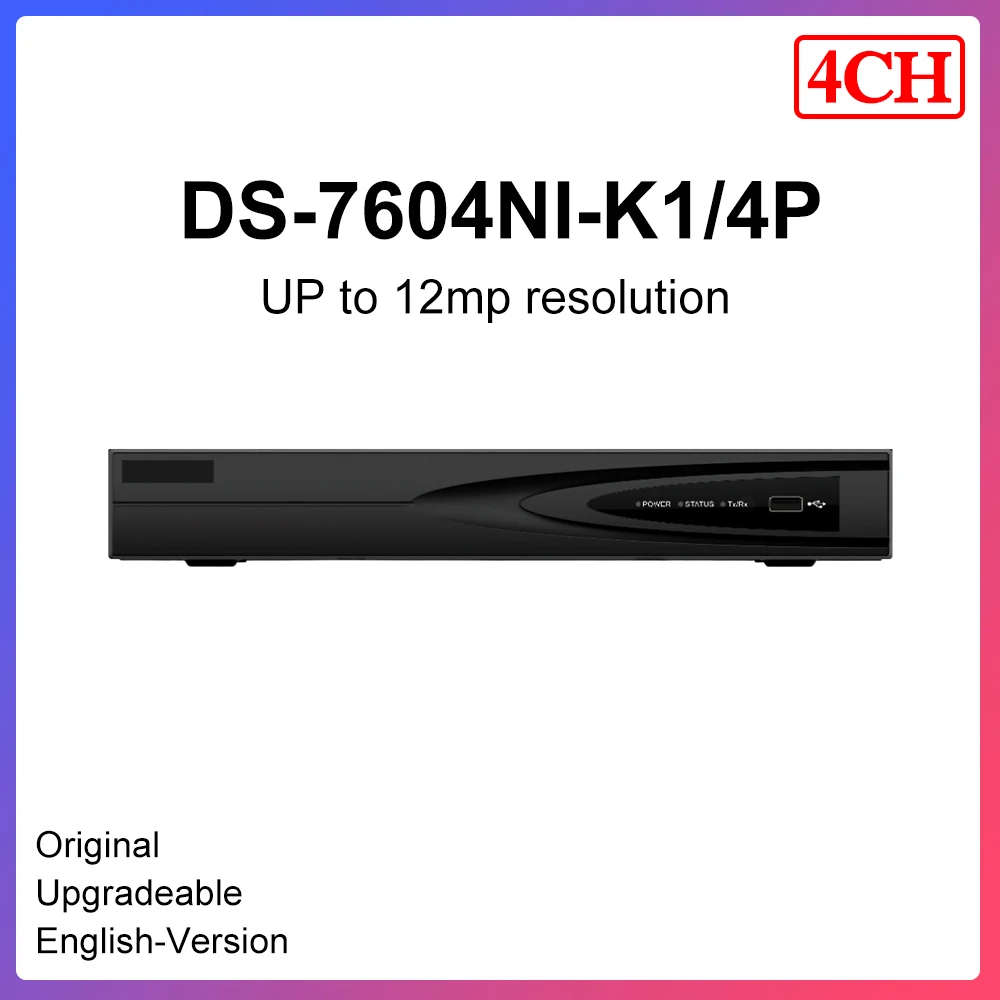 Оригинальный NVR Hikvision 4ch PoE порты 4K DS 7604NI K1/4P Plug & Play видеорегистратор 1 SATA интерфейс
