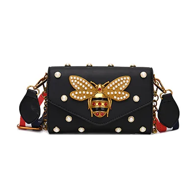 Black Bolsa Feminina, новинка, модные брендовые женские маленькие сумочки с Пчелой, на цепочке, сумки через плечо, вечерние, клатч, Основная сумка для женщин - Цвет: Black