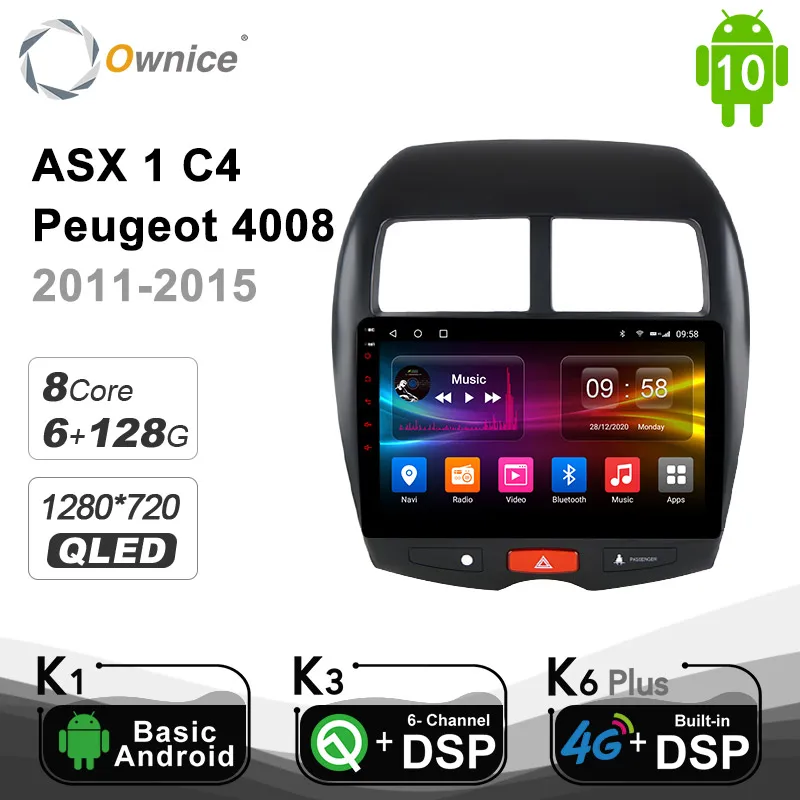 Автомобильный радиоприемник DVD-плеер 6G + 128G Ownice Android 10 0 GPS DSP 4G SPDIF LTE для Mitsubishi ASX 1 C4