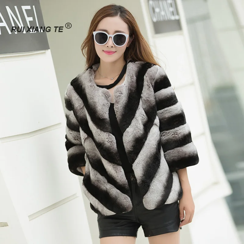 Ruixiangte зимнее женское короткое пальто из натурального меха кролика рекс