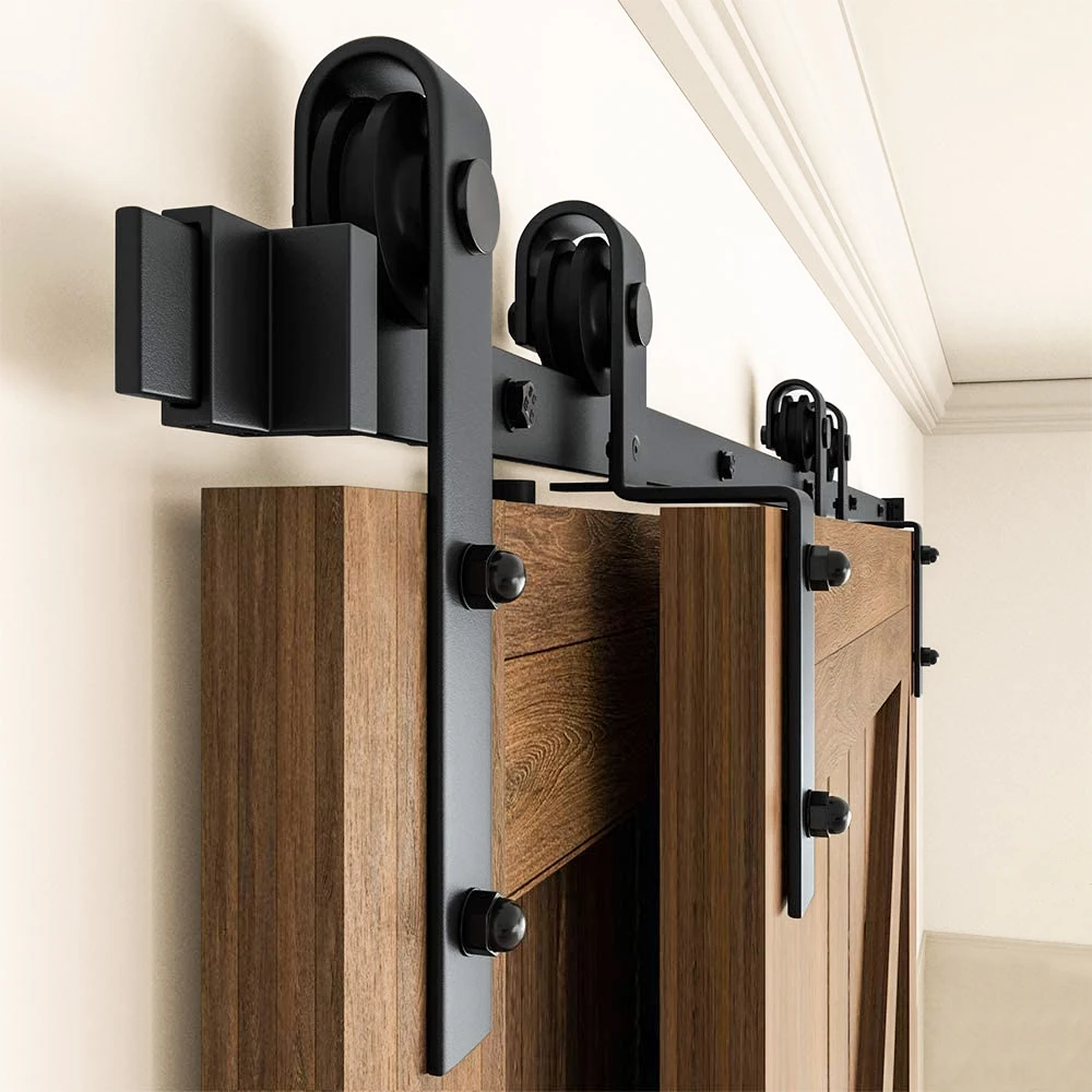 Gifsin 6.6FT Bypass Sliding Barn Door Hardware Track Bent Hanger System Slides | Обустройство дома