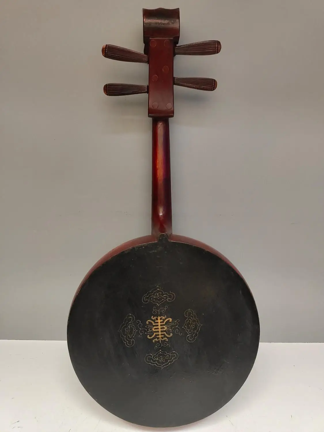 

Home Decor 36" Tibet Buddhism Temple Old wood lacquerware Painted Musical instrument Da Ruan Qin Pipa Dragon pattern Normal use