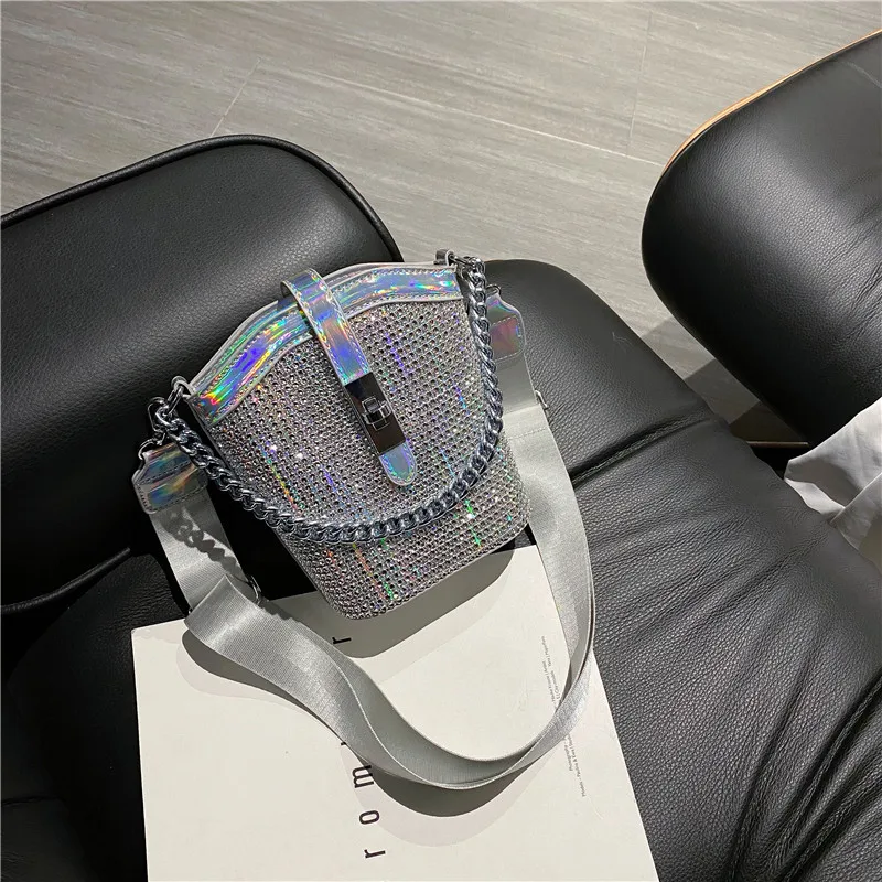 Женская сумка на плечо со стразами Повседневная маленькая цепочке мессенджер