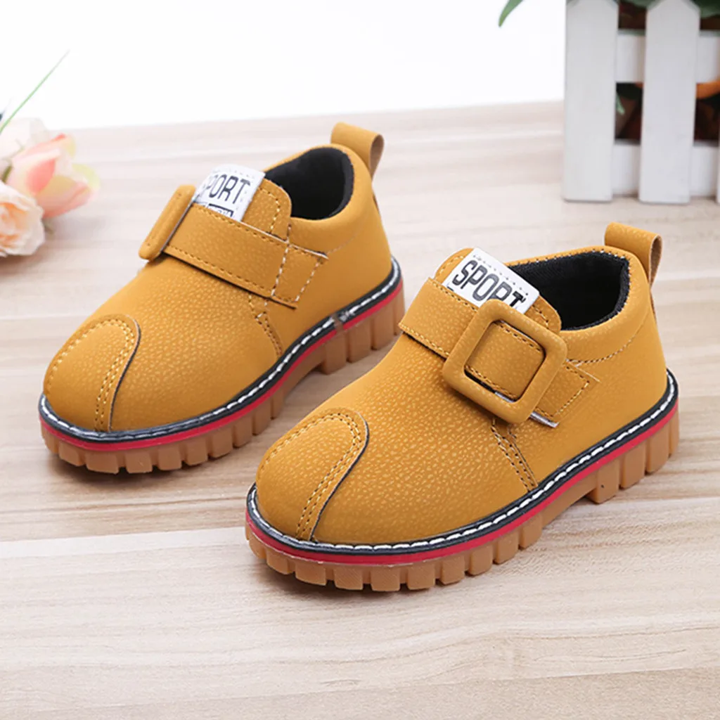Детские ботинки для маленьких девочек и мальчиков; нескользящие спортивные короткие ботиночки; повседневная обувь; однотонная резиновая детская обувь на липучке