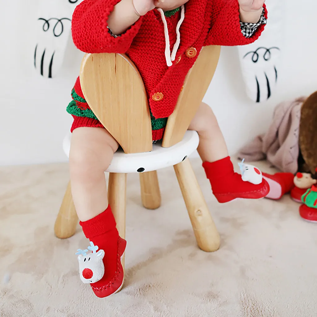 

5 pairs Christmas Floor Socks for Baby Snowman Snowflake Elk Pattern Christmas Socks Non-Slip Comfortable Floor Socks