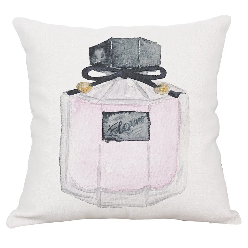 3 New Super Quality Thicken Linen Cotton Perfume Bottles Flowers Cushion Cover Sofa Throw Pillow Cover Decorative Christmas Pillow - Цвет: 3