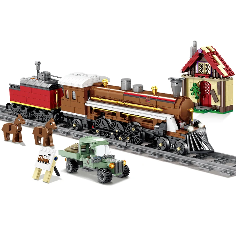 Конструктор городской поезд на батарейках железнодорожные поезда станции набор