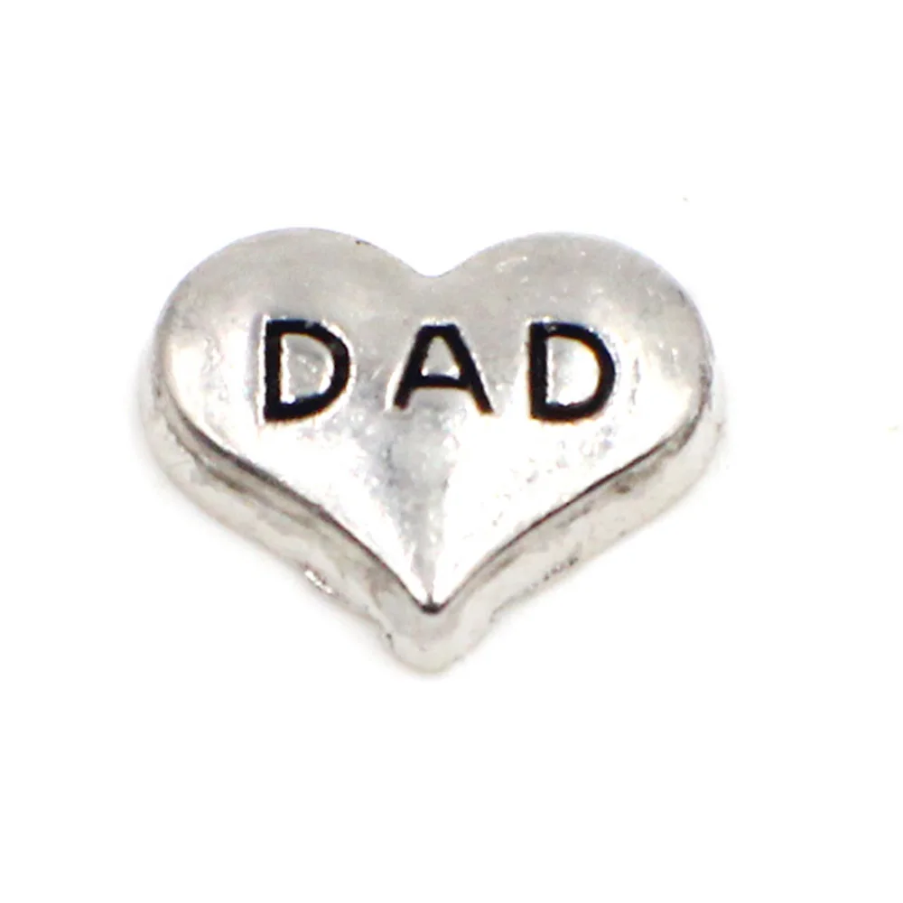 FC094 dad 10 шт./лот несколько вариантов Dream Love Mom hearts плавающий медальон шармы на память для жизни медальон памяти как подарок - Цвет: FC094 dad