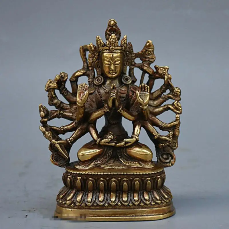

Тибетский буддизм, латунь, медь, 18 рук, Maha Cundi, мать, Kwan-Yin, статуя Будды, статуи для украшения, коллекционные украшения