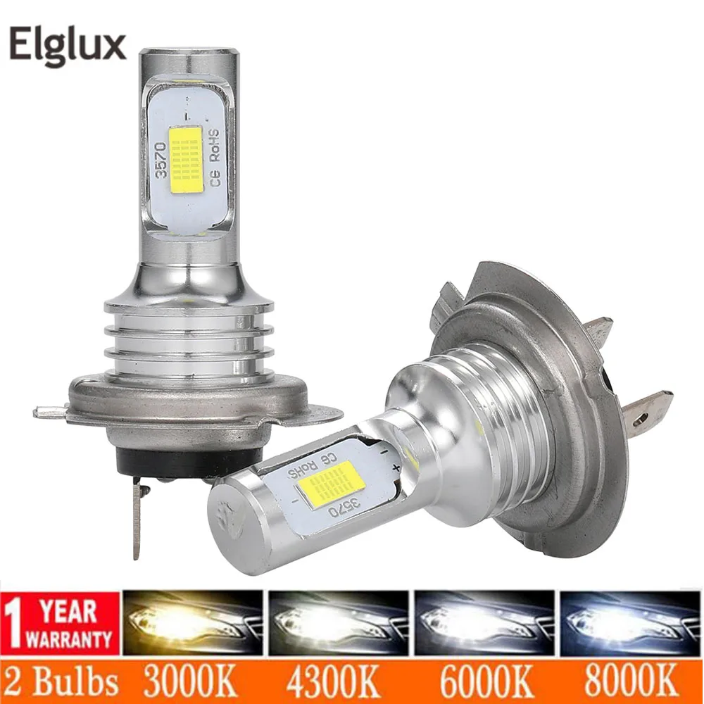 Elglux 2 шт. H3 H4 H7 H11 12000LM Автомобильные светодиодные противотуманные фары