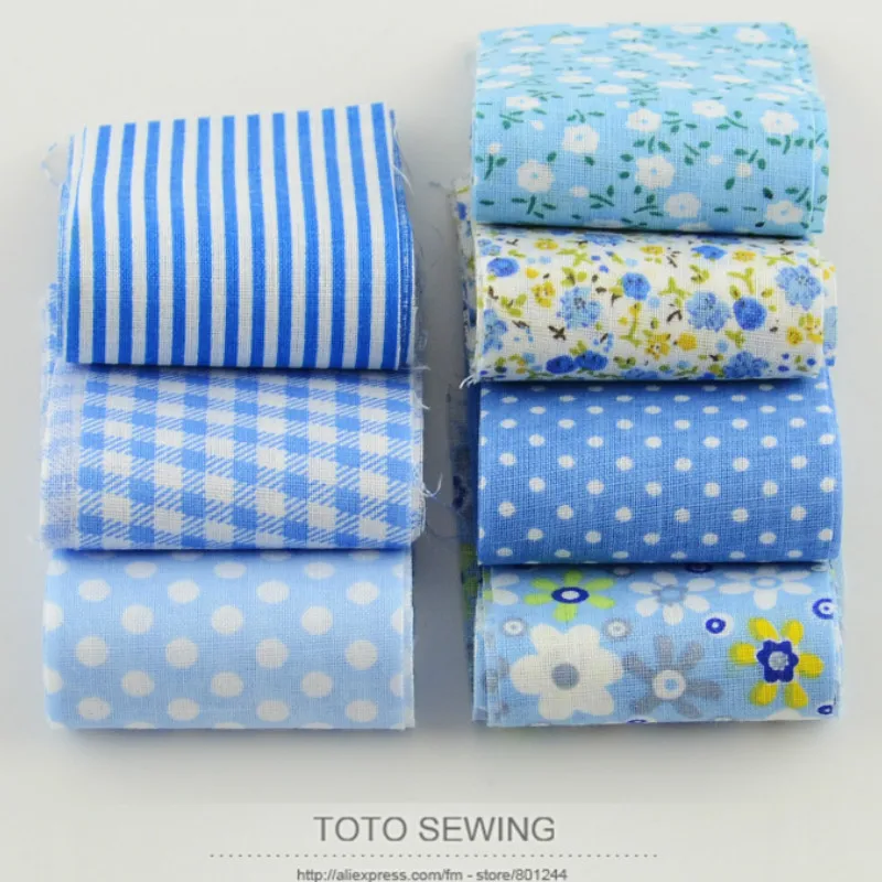 F035 #7 шт./лот 100% хлопок светло голубой набор Желейный рулон стеганая Лоскутная