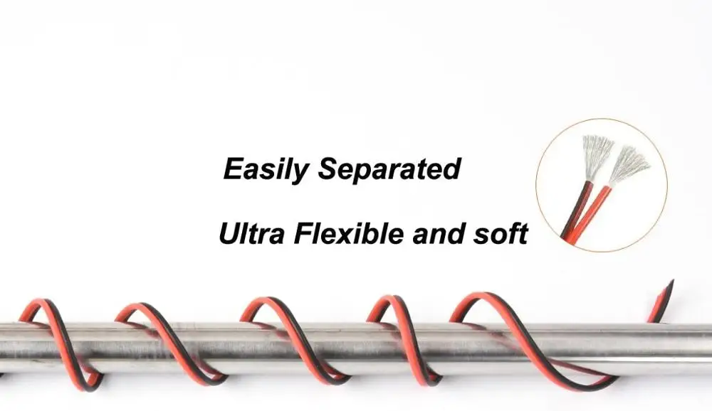 2 контактный удлинитель 12AWG цвет черный и красный проводная параллельная линия