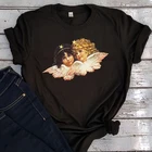Женская футболка с надписью Love Faith, Повседневная белая футболка с изображением мультяшного ангела, уличная одежда