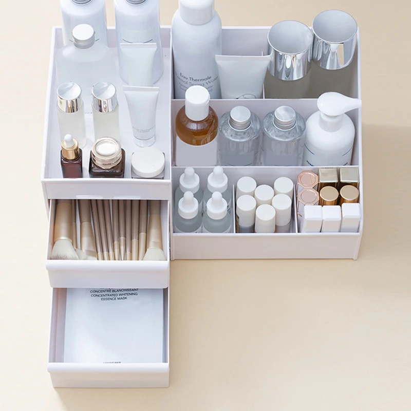 Plastic Desktop Makeup Cosmetic Organizer Storage Box Jewelry Nail Polish Container with Drawers | Дом и сад