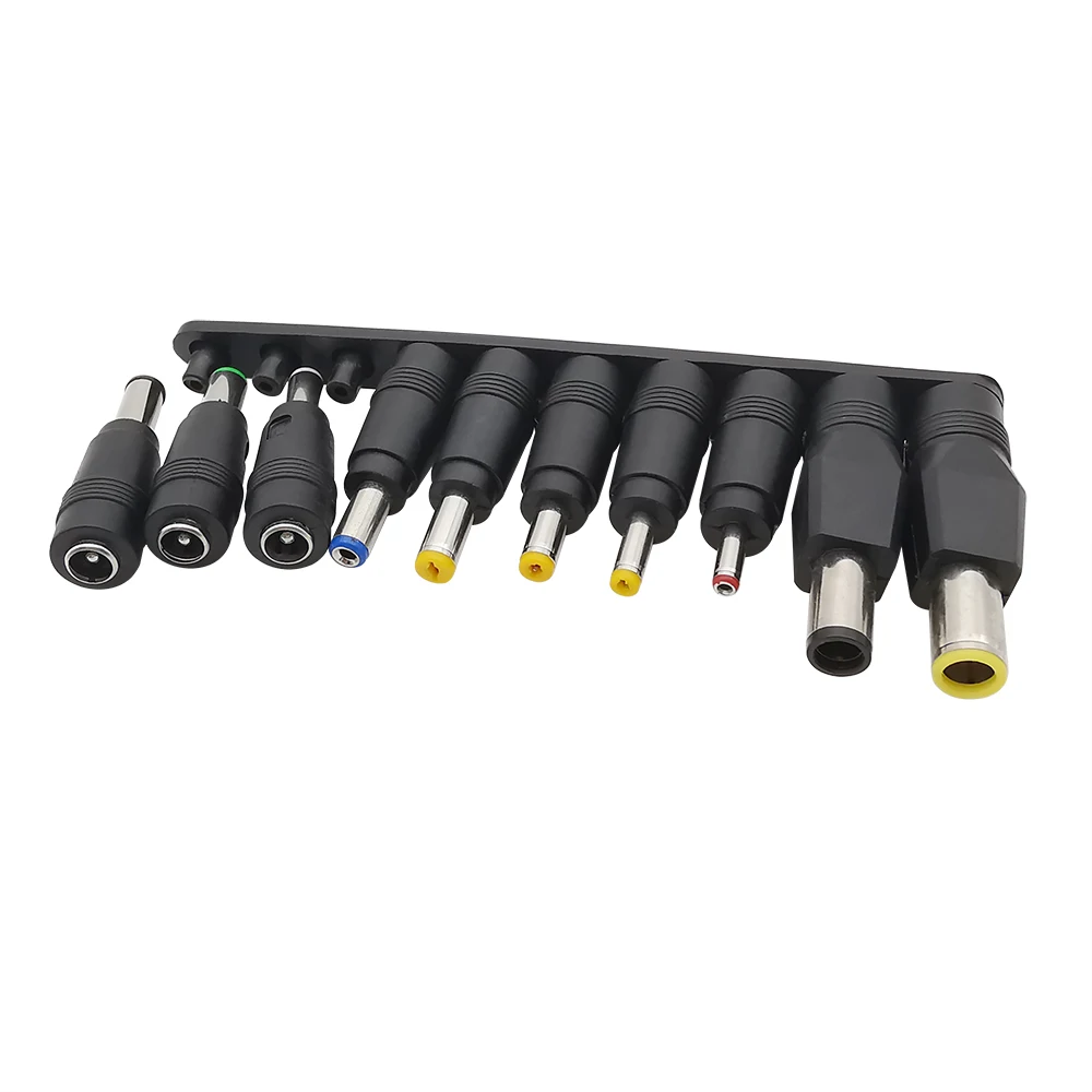 

10Pcs/set DC Supply Plug Connector DC Power 5.5x2.1mm Female Jack to Male Plugs Tips Connectors Converter for Laptop Notebook
